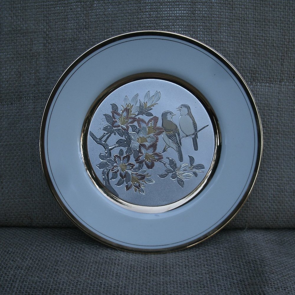 Vintage Birds & Flowers Japanese Chokin Plate